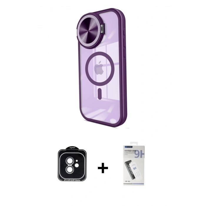 MARSİLYAN™- iPhone 11 Kılıf Kıvılcım Modern Koleksiyonu - Şeffaf Uv Polymer Nano Ekran Koruyucu + Yeşil PVD Metal Kamera Lens