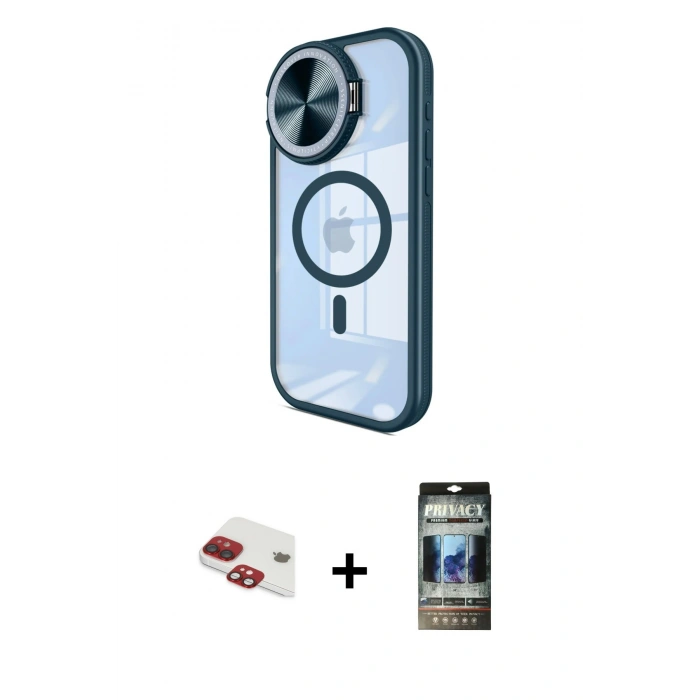 MARSİLYAN™- iPhone 11 Kılıf Kıvılcım Modern Koleksiyonu - Siyah 34D Hayalet Izgaralı Cam + Pers Alüminyum Kamera Lens - KI