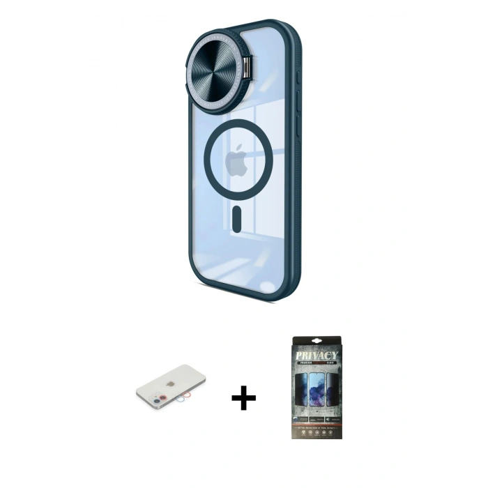 MARSİLYAN™- iPhone 11 Kılıf Kıvılcım Modern Koleksiyonu - Siyah 34D Hayalet Izgaralı Cam + Renkli Kamera Lens Koruma Cam - PE