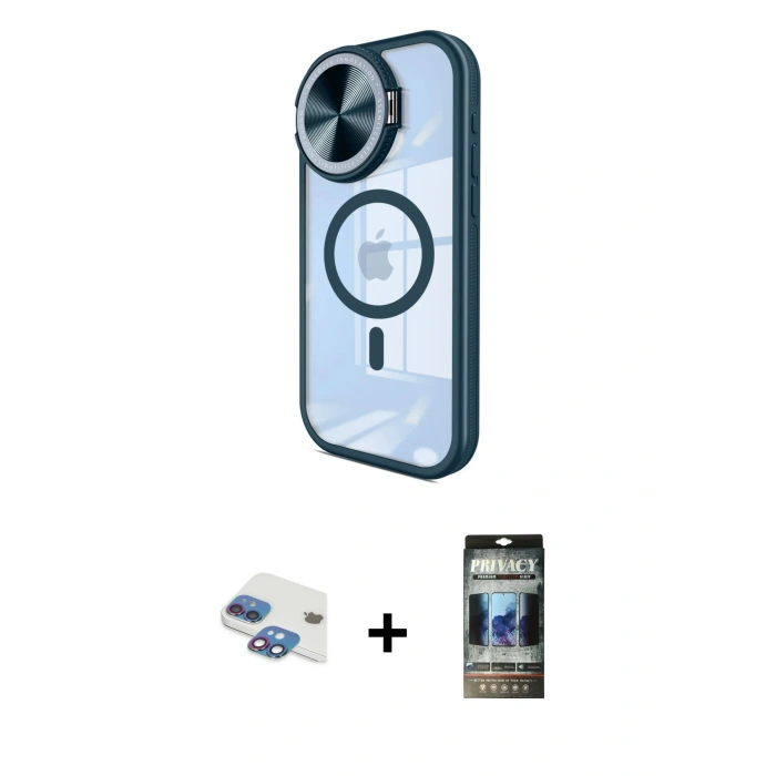 MARSİLYAN™- iPhone 11 Kılıf Kıvılcım Modern Koleksiyonu - Siyah 34D Hayalet Izgaralı Cam + Pers Alüminyum Kamera Lens - GI