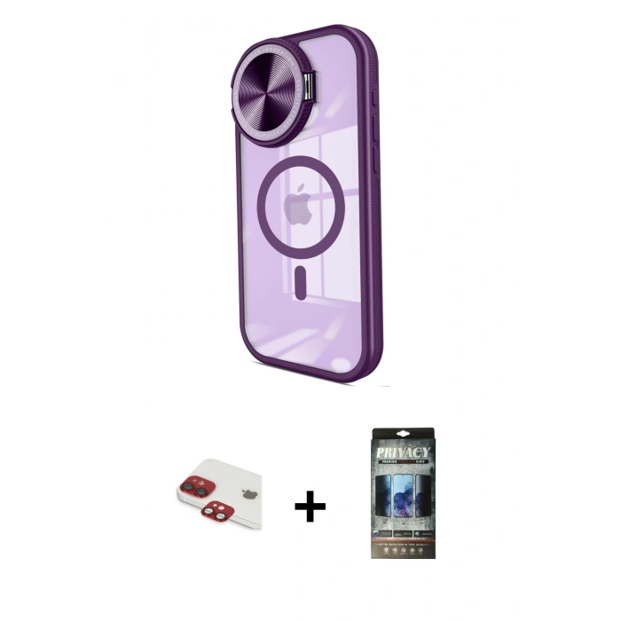 MARSİLYAN™- iPhone 11 Kılıf Kıvılcım Modern Koleksiyonu - Siyah 34D Hayalet Izgaralı Cam + Pers Alüminyum Kamera Lens - KI
