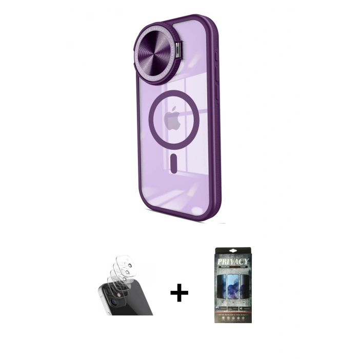 MARSİLYAN™- iPhone 11 Kılıf Kıvılcım Modern Koleksiyonu - Siyah 34D Hayalet Izgaralı Cam + Şeffaf Kamera Lens Koruma Cam