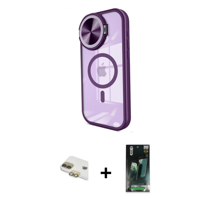 MARSİLYAN™- iPhone 11 Kılıf Kıvılcım Modern Koleksiyonu - Siyah 360 Mat Full Body Arka Koruyucu + Pers Alüminyum Kamera Lens - GD