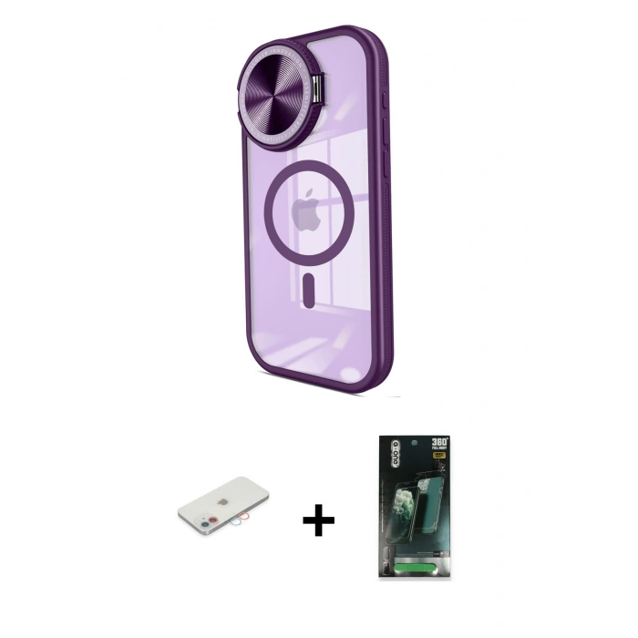 MARSİLYAN™- iPhone 11 Kılıf Kıvılcım Modern Koleksiyonu - Siyah 360 Mat Full Body Arka Koruyucu + Renkli Kamera Lens Koruma Cam - PE
