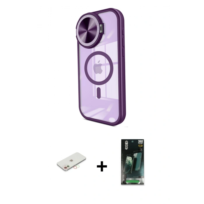 MARSİLYAN™- iPhone 11 Kılıf Kıvılcım Modern Koleksiyonu - Siyah 360 Mat Full Body Arka Koruyucu + Renkli Kamera Lens Koruma Cam - YL