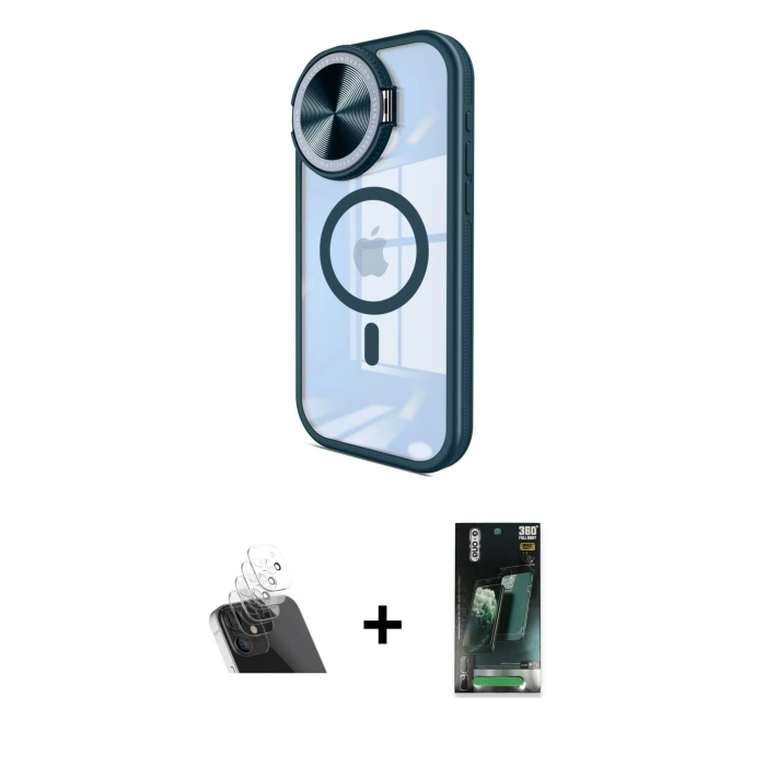 MARSİLYAN™- iPhone 11 Kılıf Kıvılcım Modern Koleksiyonu - Siyah 360 Mat Full Body Arka Koruyucu + Şeffaf Kamera Lens Koruma Cam