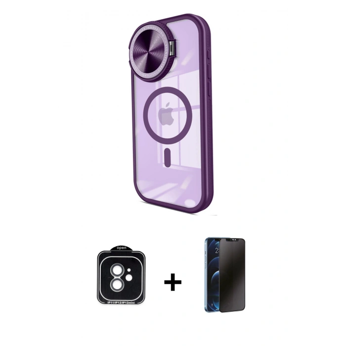 MARSİLYAN™- iPhone 11 Kılıf Kıvılcım Modern Koleksiyonu - Siyah 3D Antistatik Hayalet Cam Ekran Koruyucu + PVD Metal Kamera Lens - YL