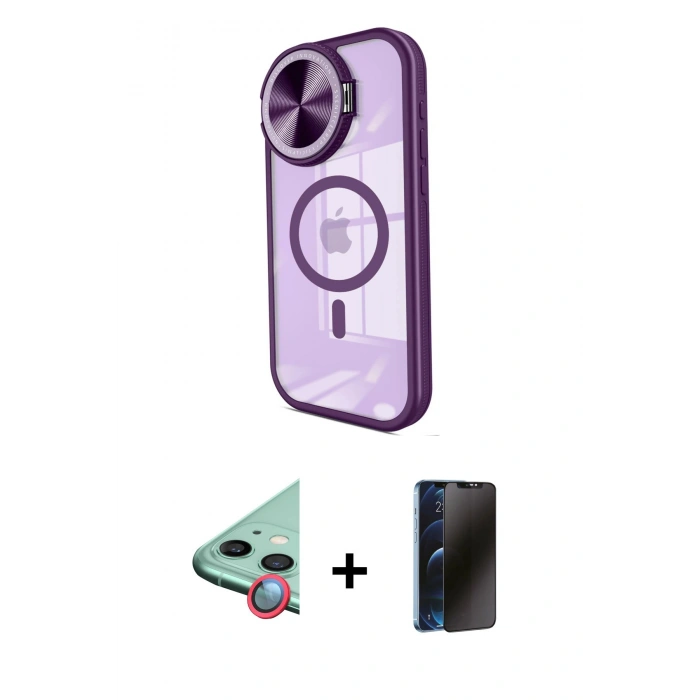 MARSİLYAN™- iPhone 11 Kılıf Kıvılcım Modern Koleksiyonu - Siyah 3D Antistatik Hayalet Cam Ekran Koruyucu + Raze Metal Kamera Lens - KI