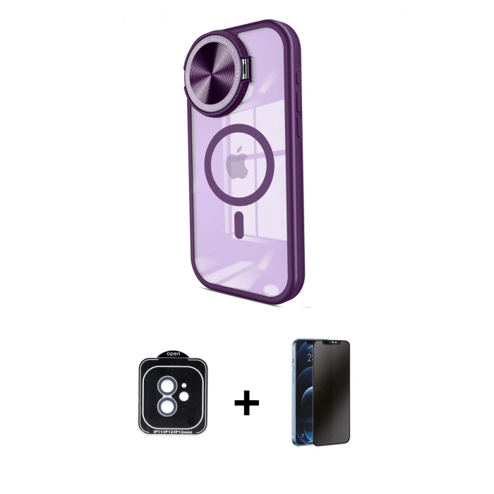 MARSİLYAN™- iPhone 11 Kılıf Kıvılcım Modern Koleksiyonu - Siyah 3D Antistatik Hayalet Cam Ekran Koruyucu + PVD Metal Kamera Lens - MI