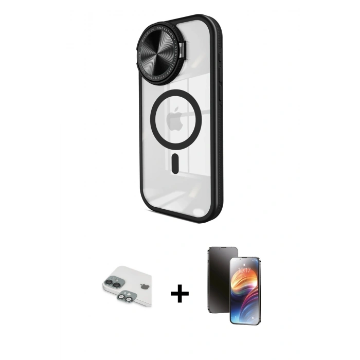 MARSİLYAN™- iPhone 11 Kılıf Kıvılcım Modern Koleksiyonu - Siyah 3D Antistatik Mat Seramik Nano Ekran Koruyucu + Yeşil Pers Alüminyum Kamera Lens