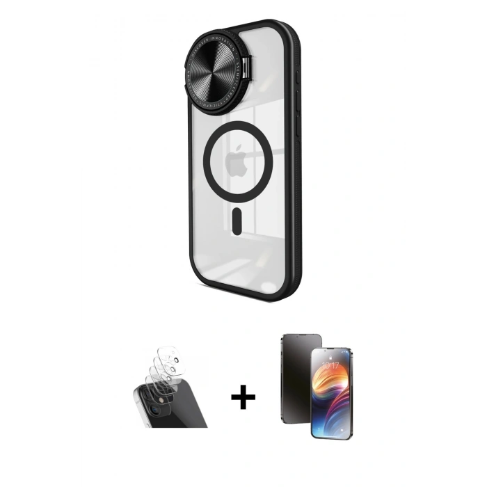 MARSİLYAN™- iPhone 11 Kılıf Kıvılcım Modern Koleksiyonu - Siyah 3D Antistatik Mat Seramik Nano Ekran Koruyucu + Kamera Lens Koruma Cam - SF
