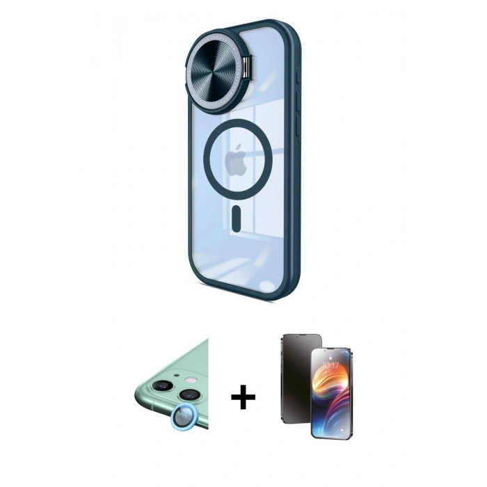 MARSİLYAN™- iPhone 11 Kılıf Kıvılcım Modern Koleksiyonu - Siyah 3D Antistatik Mat Seramik Nano Ekran Koruyucu + Raze Metal Kamera Lens - MI
