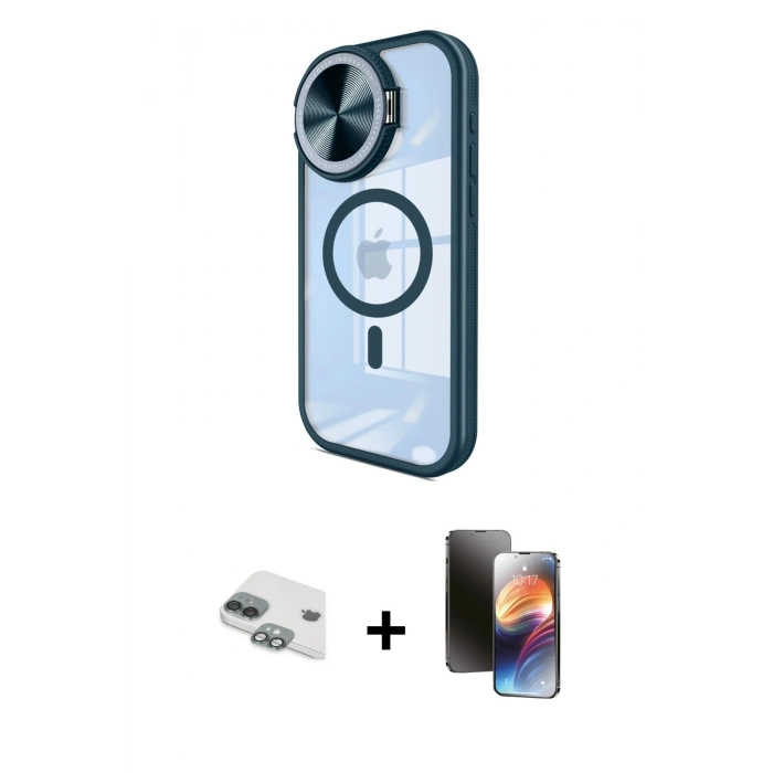 MARSİLYAN™- iPhone 11 Kılıf Kıvılcım Modern Koleksiyonu - Siyah 3D Antistatik Mat Seramik Nano Ekran Koruyucu + Yeşil Pers Alüminyum Kamera Lens