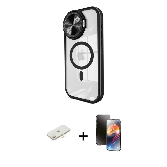 MARSİLYAN™- iPhone 11 Kılıf Kıvılcım Modern Koleksiyonu - Siyah 3D Antistatik Mat Seramik Nano Ekran Koruyucu + Renkli Kamera Lens Koruma Cam - SI