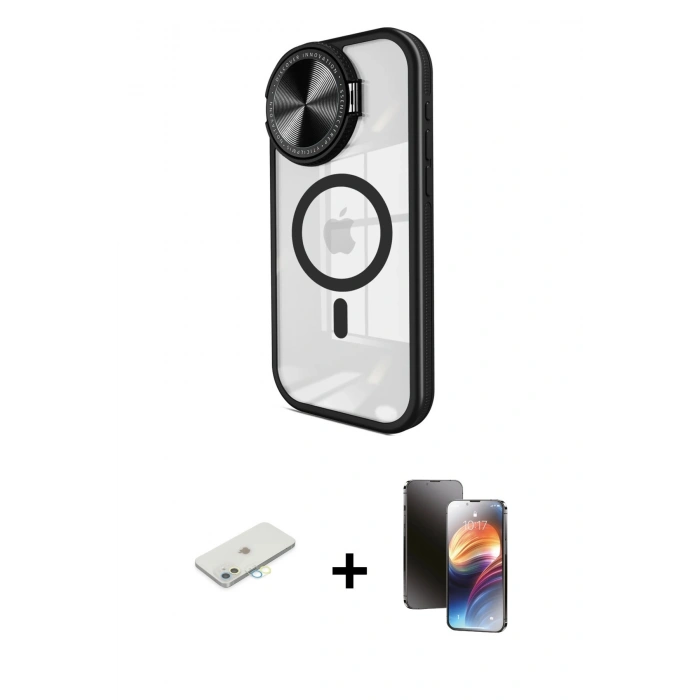 MARSİLYAN™- iPhone 11 Kılıf Kıvılcım Modern Koleksiyonu - Siyah 3D Antistatik Mat Seramik Nano Ekran Koruyucu + Renkli Kamera Lens Koruma Cam - SI