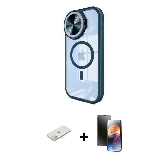 MARSİLYAN™- iPhone 11 Kılıf Kıvılcım Modern Koleksiyonu - Siyah 3D Antistatik Mat Seramik Nano Ekran Koruyucu + Renkli Kamera Lens Koruma Cam - TU