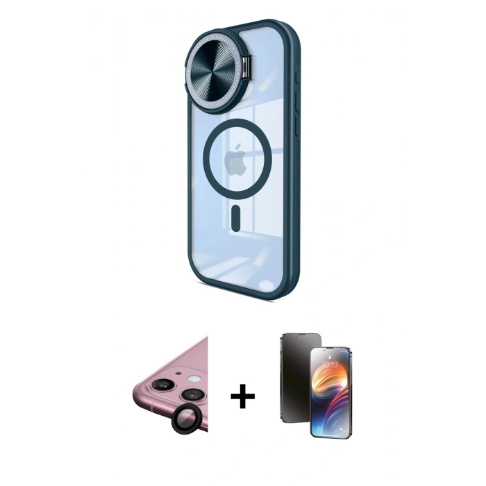MARSİLYAN™- iPhone 11 Kılıf Kıvılcım Modern Koleksiyonu - Siyah 3D Antistatik Mat Seramik Nano Ekran Koruyucu + Raze Metal Kamera Lens - SH