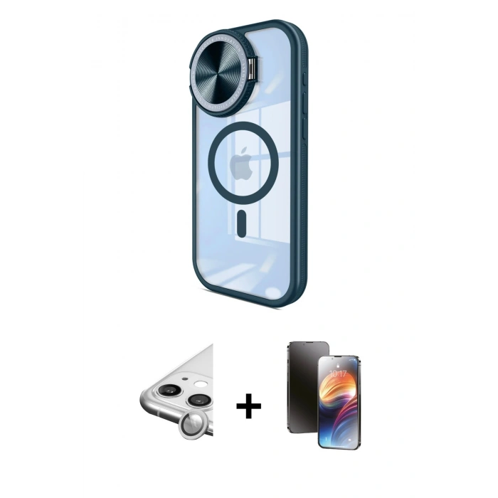 MARSİLYAN™- iPhone 11 Kılıf Kıvılcım Modern Koleksiyonu - Siyah 3D Antistatik Mat Seramik Nano Ekran Koruyucu + Raze Metal Kamera Lens - GS