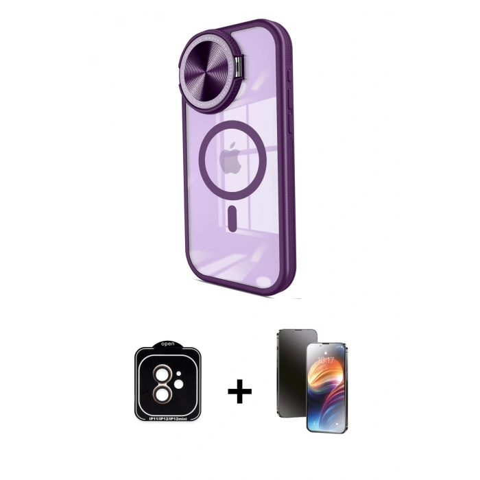 MARSİLYAN™- iPhone 11 Kılıf Kıvılcım Modern Koleksiyonu - Siyah 3D Antistatik Mat Seramik Nano Ekran Koruyucu + PVD Metal Kamera Lens - TU