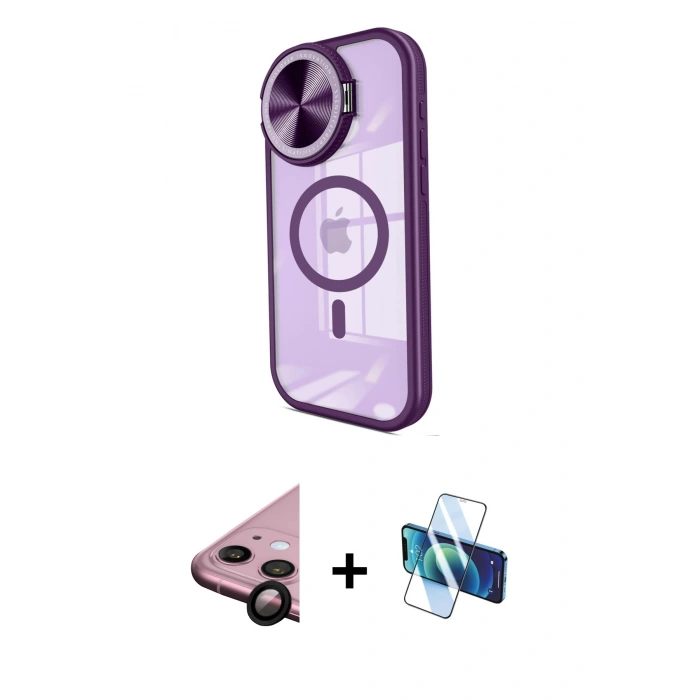 MARSİLYAN™- iPhone 11 Kılıf Kıvılcım Modern Koleksiyonu - Siyah 3D Antistatik Seramik Nano Ekran Koruyucu + Raze Metal Kamera Lens - SH