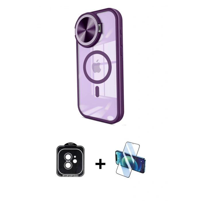 MARSİLYAN™- iPhone 11 Kılıf Kıvılcım Modern Koleksiyonu - Siyah 3D Antistatik Seramik Nano Ekran Koruyucu + PVD Metal Kamera Lens - SH