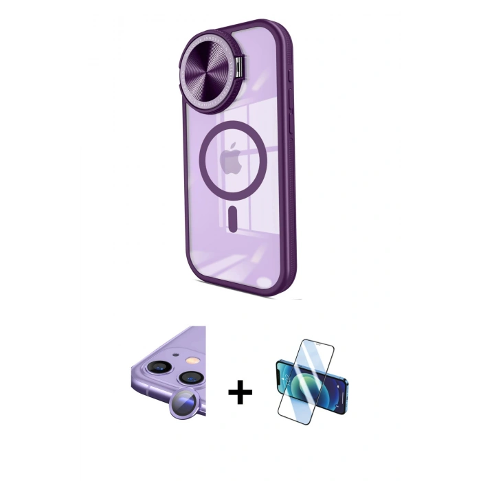 MARSİLYAN™- iPhone 11 Kılıf Kıvılcım Modern Koleksiyonu - Siyah 3D Antistatik Seramik Nano Ekran Koruyucu + Raze Metal Kamera Lens - MR