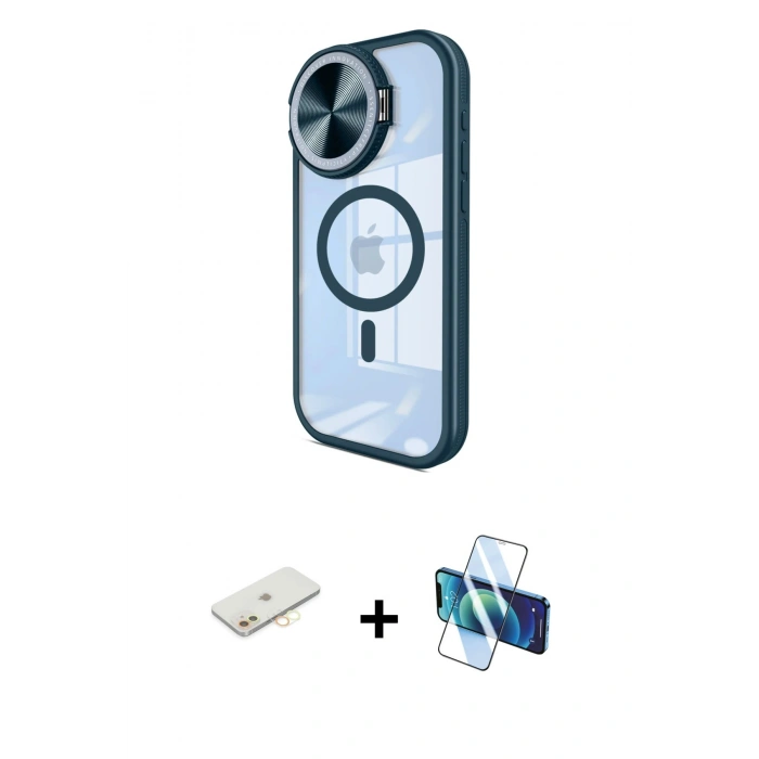 MARSİLYAN™- iPhone 11 Kılıf Kıvılcım Modern Koleksiyonu - Siyah 3D Antistatik Seramik Nano Ekran Koruyucu + Renkli Kamera Lens Koruma Cam - SI