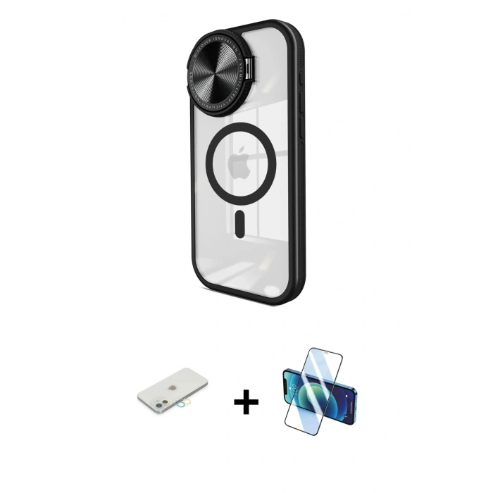 MARSİLYAN™- iPhone 11 Kılıf Kıvılcım Modern Koleksiyonu - Siyah 3D Antistatik Seramik Nano Ekran Koruyucu + Renkli Kamera Lens Koruma Cam - SI