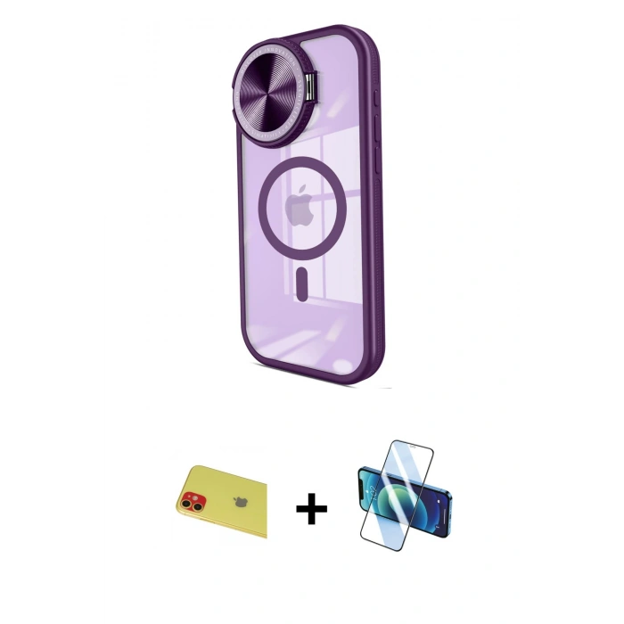 MARSİLYAN™- iPhone 11 Kılıf Kıvılcım Modern Koleksiyonu - Siyah 3D Antistatik Seramik Nano Ekran Koruyucu + Rainbow Kamera Lens Koruma Cam - KI