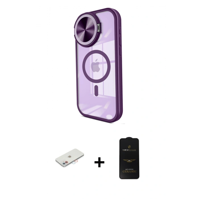 MARSİLYAN™- iPhone 11 Kılıf Kıvılcım Modern Koleksiyonu - Siyah 6D Antistatik Mat Seramik Hayalet Nano Ekran Koruyucu + Renkli Kamera Lens Koruma Cam - PE