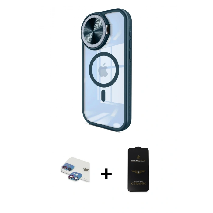 MARSİLYAN™- iPhone 11 Kılıf Kıvılcım Modern Koleksiyonu - Siyah 6D Antistatik Mat Seramik Hayalet Nano Ekran Koruyucu + Pers Alüminyum Kamera Lens - GI