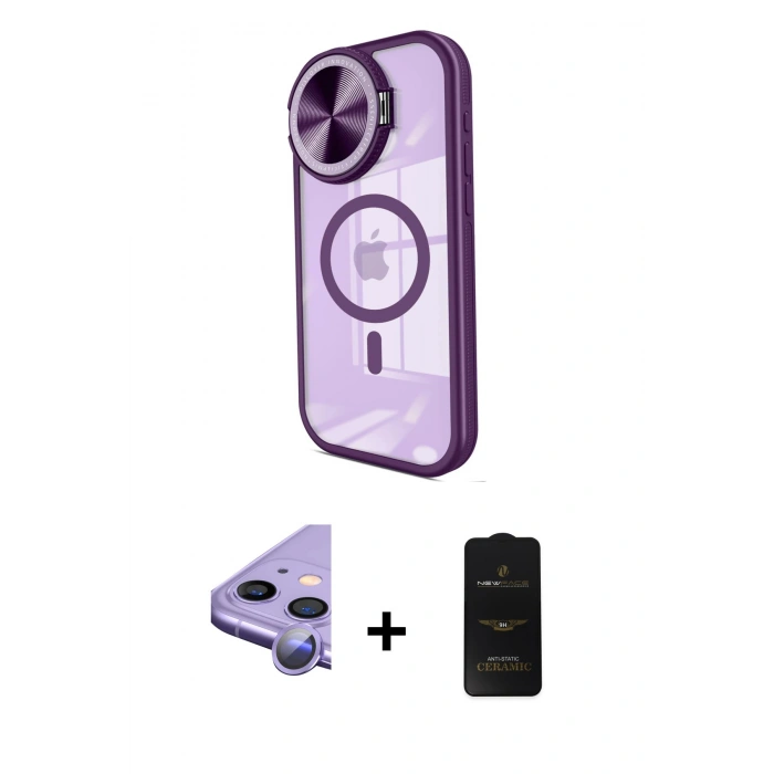 MARSİLYAN™- iPhone 11 Kılıf Kıvılcım Modern Koleksiyonu - Siyah 6D Antistatik Mat Seramik Hayalet Nano Ekran Koruyucu + Raze Metal Kamera Lens - MR
