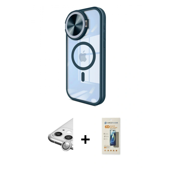 MARSİLYAN™- iPhone 11 Kılıf Kıvılcım Modern Koleksiyonu - Siyah 6D Mat Seramik Hayalet Nano Ekran Koruyucu + Raze Metal Kamera Lens - GS