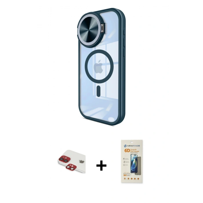 MARSİLYAN™- iPhone 11 Kılıf Kıvılcım Modern Koleksiyonu - Siyah 6D Mat Seramik Hayalet Nano Ekran Koruyucu + Pers Alüminyum Kamera Lens - KI