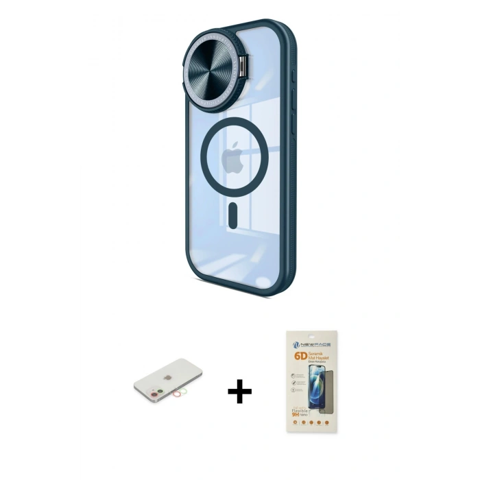 MARSİLYAN™- iPhone 11 Kılıf Kıvılcım Modern Koleksiyonu - Siyah 6D Mat Seramik Hayalet Nano Ekran Koruyucu + Renkli Kamera Lens Koruma Cam - YL