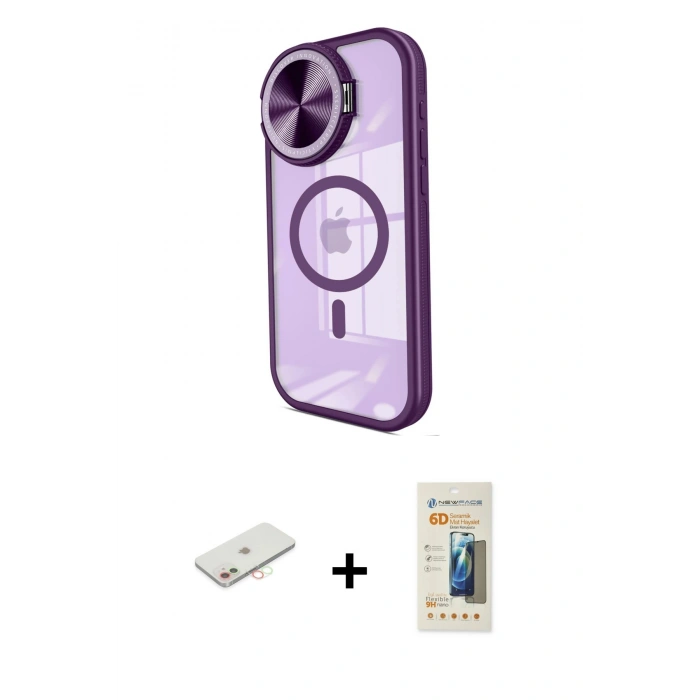 MARSİLYAN™- iPhone 11 Kılıf Kıvılcım Modern Koleksiyonu - Siyah 6D Mat Seramik Hayalet Nano Ekran Koruyucu + Renkli Kamera Lens Koruma Cam - YL