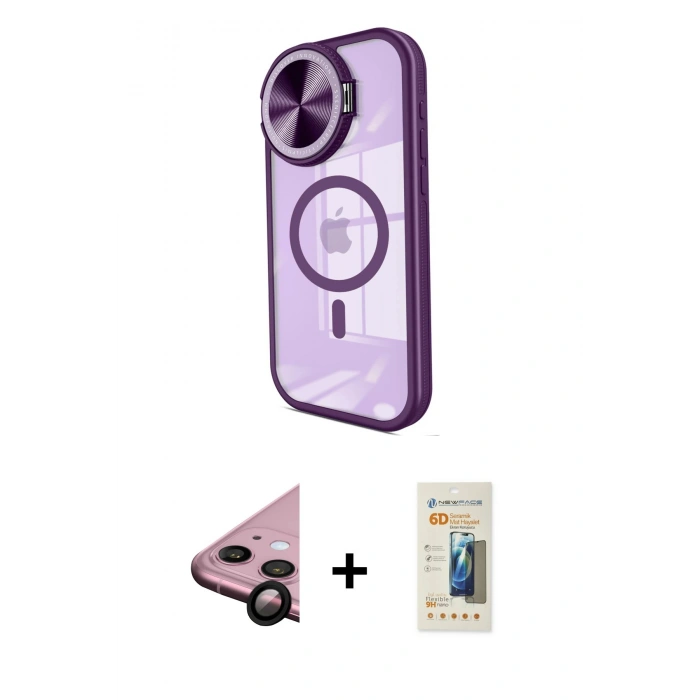 MARSİLYAN™- iPhone 11 Kılıf Kıvılcım Modern Koleksiyonu - Siyah 6D Mat Seramik Hayalet Nano Ekran Koruyucu + Raze Metal Kamera Lens - SH