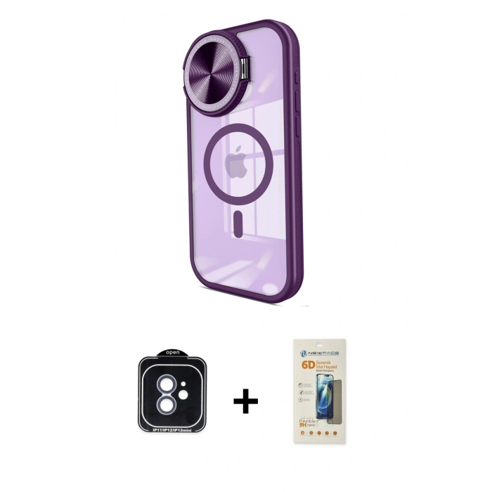 MARSİLYAN™- iPhone 11 Kılıf Kıvılcım Modern Koleksiyonu - Siyah 6D Mat Seramik Hayalet Nano Ekran Koruyucu + PVD Metal Kamera Lens - MI