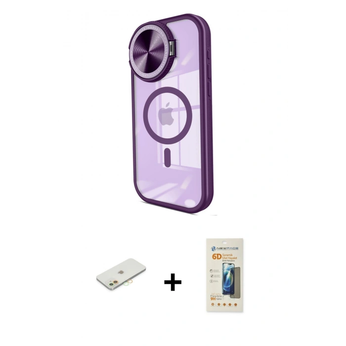 MARSİLYAN™- iPhone 11 Kılıf Kıvılcım Modern Koleksiyonu - Siyah 6D Mat Seramik Hayalet Nano Ekran Koruyucu + Renkli Kamera Lens Koruma Cam - TU