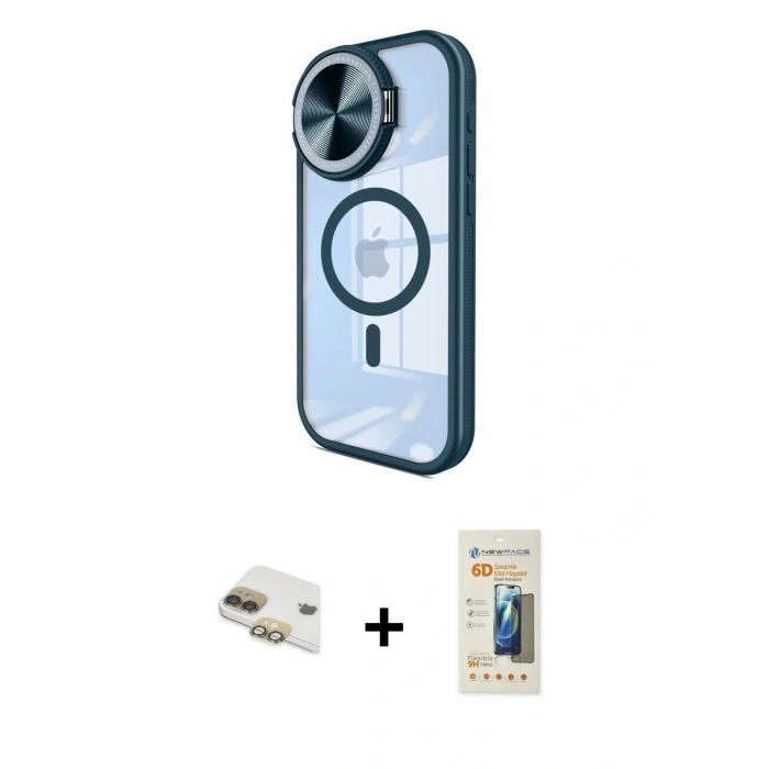 MARSİLYAN™- iPhone 11 Kılıf Kıvılcım Modern Koleksiyonu - Siyah 6D Mat Seramik Hayalet Nano Ekran Koruyucu + Pers Alüminyum Kamera Lens - GD