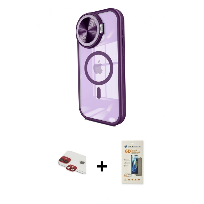 MARSİLYAN™- iPhone 11 Kılıf Kıvılcım Modern Koleksiyonu - Siyah 6D Mat Seramik Hayalet Nano Ekran Koruyucu + Pers Alüminyum Kamera Lens - KI