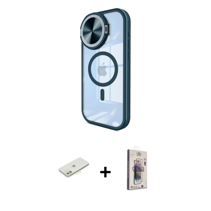MARSİLYAN™- iPhone 11 Kılıf Kıvılcım Modern Koleksiyonu - Siyah Bilvis 3D Cam Ekran Koruyucu + Renkli Kamera Lens Koruma Cam - TU