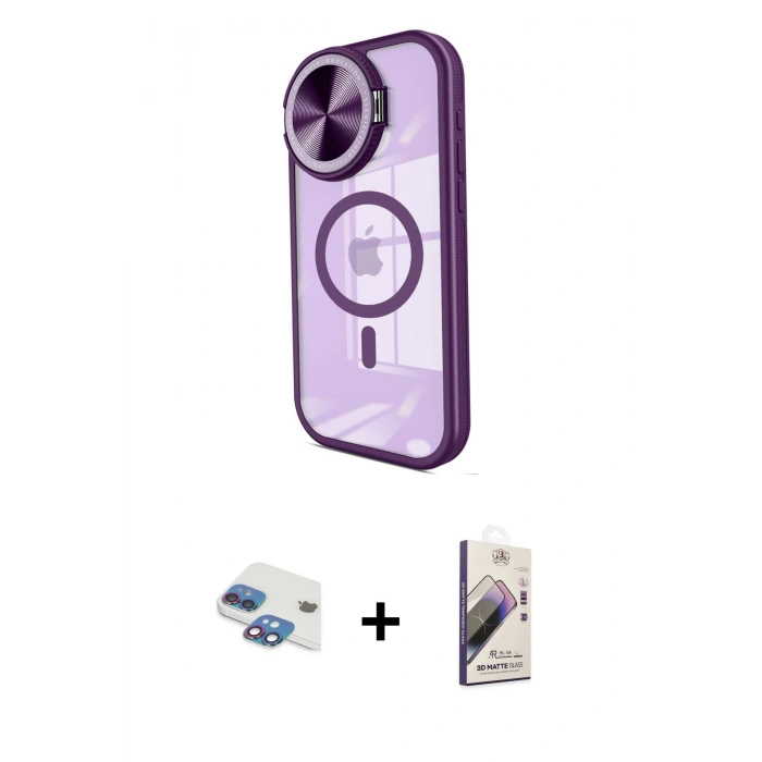 MARSİLYAN™- iPhone 11 Kılıf Kıvılcım Modern Koleksiyonu - Siyah Bilvis 3D Mat Cam Ekran Koruyucu + Pers Alüminyum Kamera Lens - GI