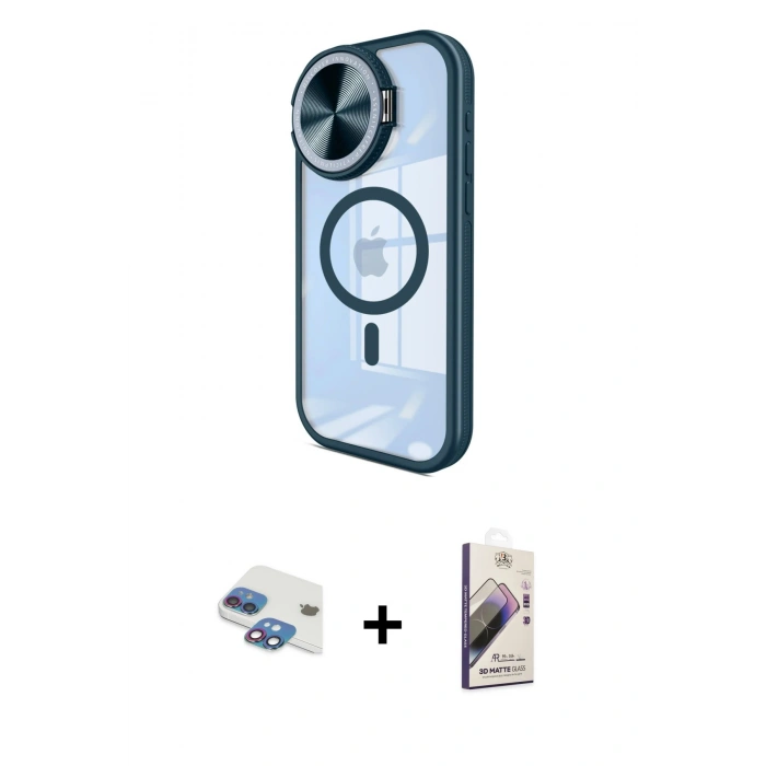 MARSİLYAN™- iPhone 11 Kılıf Kıvılcım Modern Koleksiyonu - Siyah Bilvis 3D Mat Cam Ekran Koruyucu + Pers Alüminyum Kamera Lens - GI