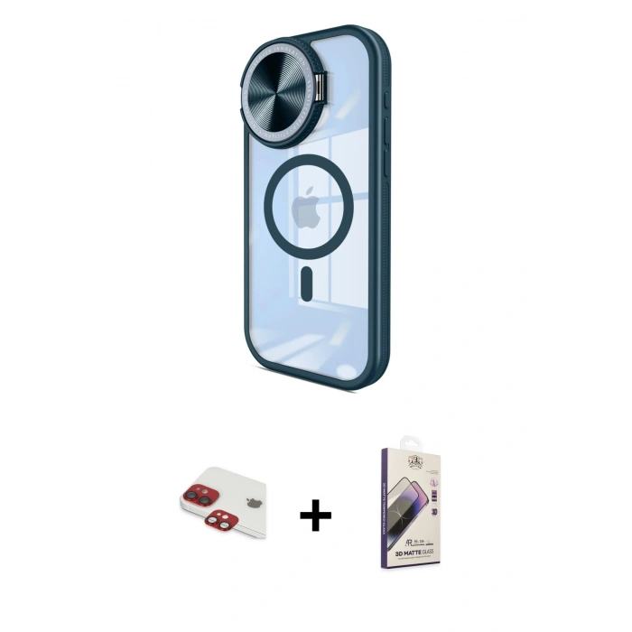 MARSİLYAN™- iPhone 11 Kılıf Kıvılcım Modern Koleksiyonu - Siyah Bilvis 3D Mat Cam Ekran Koruyucu + Pers Alüminyum Kamera Lens - KI