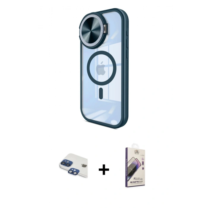 MARSİLYAN™- iPhone 11 Kılıf Kıvılcım Modern Koleksiyonu - Siyah Bilvis 3D Mat Cam Ekran Koruyucu + Pers Alüminyum Kamera Lens - LT