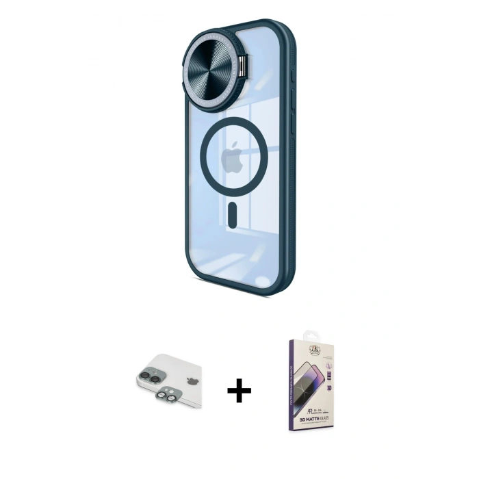 MARSİLYAN™- iPhone 11 Kılıf Kıvılcım Modern Koleksiyonu - Siyah Bilvis 3D Mat Cam Ekran Koruyucu + Pers Alüminyum Kamera Lens - YL