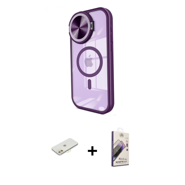 MARSİLYAN™- iPhone 11 Kılıf Kıvılcım Modern Koleksiyonu - Siyah Bilvis 3D Mat Cam Ekran Koruyucu + Renkli Kamera Lens Koruma Cam - TU