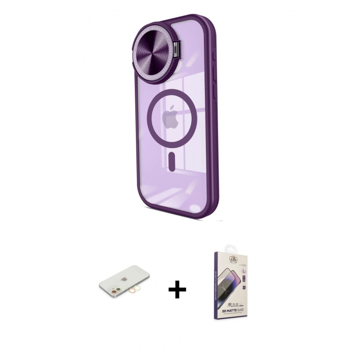 MARSİLYAN™- iPhone 11 Kılıf Kıvılcım Modern Koleksiyonu - Siyah Bilvis 3D Mat Cam Ekran Koruyucu + Renkli Kamera Lens Koruma Cam - SI