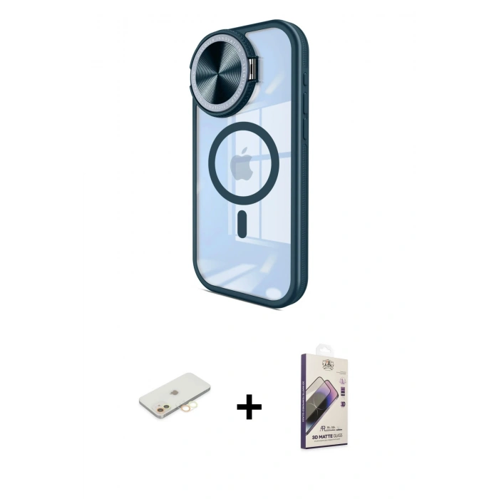 MARSİLYAN™- iPhone 11 Kılıf Kıvılcım Modern Koleksiyonu - Siyah Bilvis 3D Mat Cam Ekran Koruyucu + Renkli Kamera Lens Koruma Cam - SI